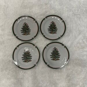 Set of 4‎ Vintage Christmas Tree Dessert Salad Plates Pacific Rim Porcelain